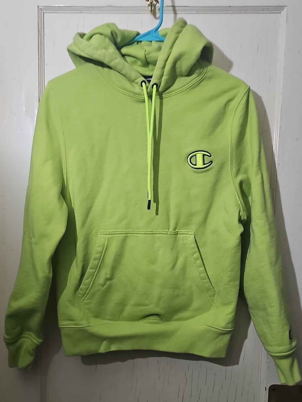 Champion Men's Crewneck Hoodie in Lime Green Sz S